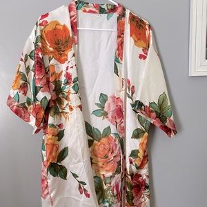 Floral silk robe